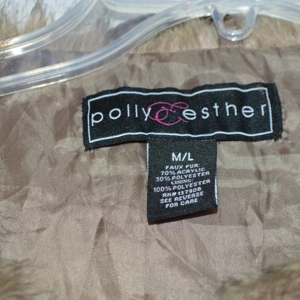 Polly Esther Women Brown Faux Fur Vest M/L - Picture 4 of 6